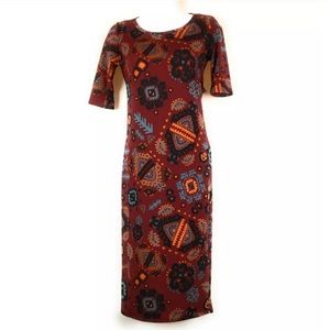 LuLaRoe Julia Womens Dress XXS Body Con Black Red